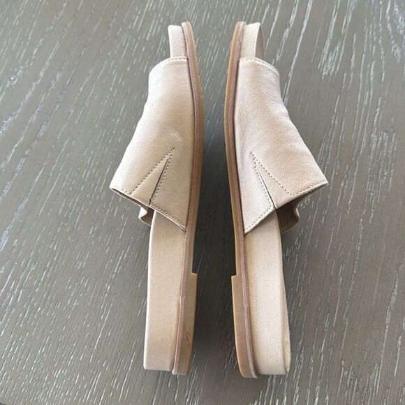Eileen Fisher Digit Women's Beige Khaki Leather Slide Sandals Minimalist Size 6 - Picture 5 of 9